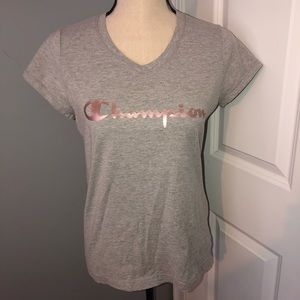 Champion Tops - Champion Rose Gold Logo Tee Champion Tops - Champion Rose Gold Logo Tee